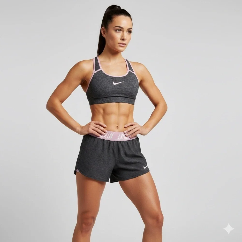 Nike Dri-FIT Training Shorts Charcoal Grey Pink Small